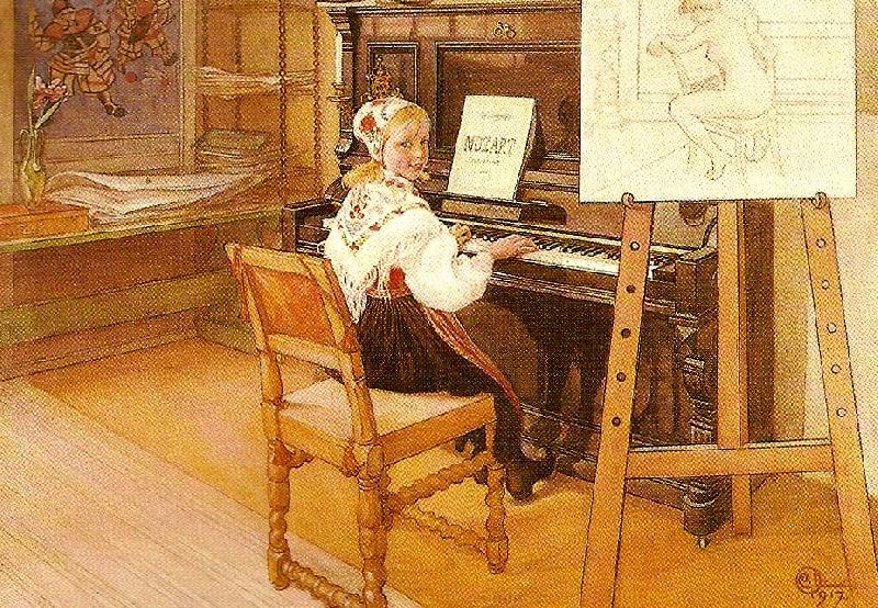 Carl Larsson lillanna spelar mozart